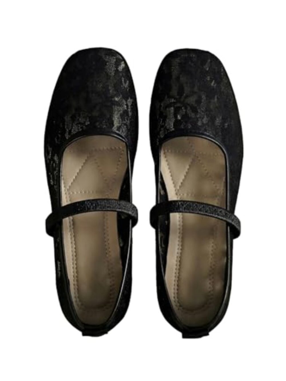 Women's Lace Ballet Flats Sheer Mesh Square Toe Comfortable Dressy Wedding Shoes